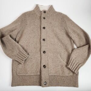 Mens wool nylon faux fur Sweater Shawl Collar Button Front Knitwear Cozy‎